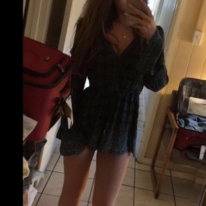 long sleeve v neck romper